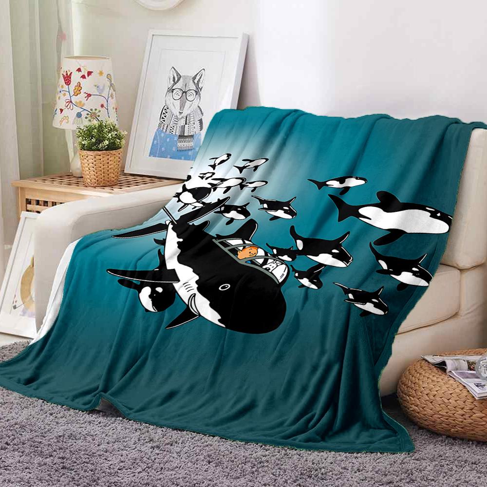 Whale Migration Flannel Blanket Throw Blanket Soft Warm Sofa Bed Camping Home Decor Unique Christmas Gift C926869