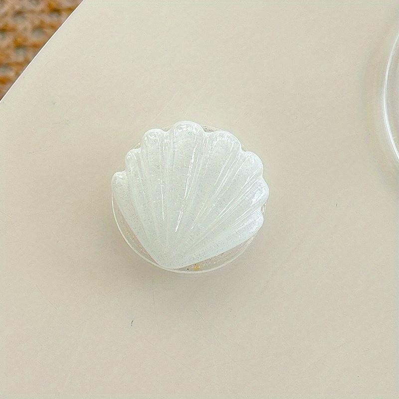 1pc Cute Shell Glitter Phone Air Cushion Stand - Adjustable Retractable Holder with Adhesive Backing, Yellow & Clear Design