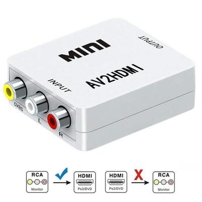 White AV-RCA CVBS To 1080P Adapter Video Converter, MINI AV2HDMI CVBS, Converter Box for Proje