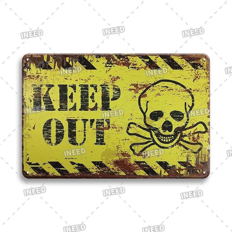 Warning Tin Sign Caution Decoraitve Plaque No Trespassing Retro Metal Vintage Plate Garden Man Cave Club Home Shop Wall Decor