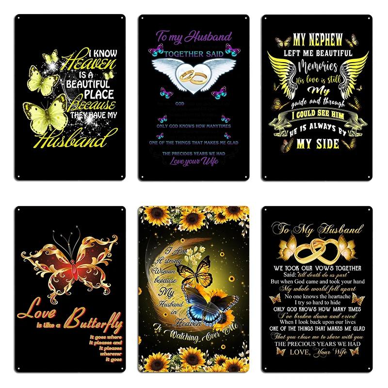 I know heaven is a beautiful place because they have my husband Metal Plaque Club Pub Wall Decor Printing Tin Sign Poster
