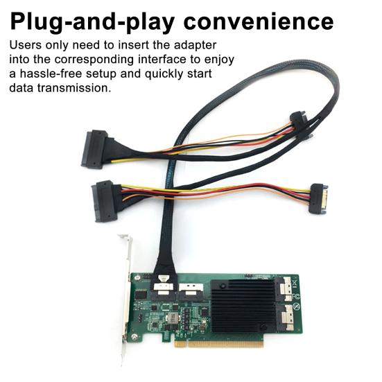 Yousheng 80CM Slim SAS SFF-8654 8i to 2xSFF-8639 NVMe U.2 SSD Adapter Cable High Speed Transfer SFF-8654 74Pin to SFF-8639 68Pin Hard Disk Data Cord