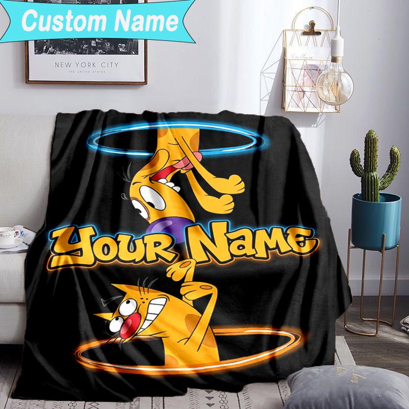 Custom Name Blanket Cat Dog Adventure Blanket Bedding Blanket for Travel, Camping, Living Rooms, Offices, Sofas, Fan Christmas Gift