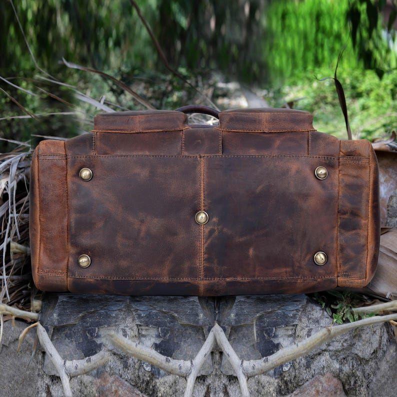 Handmade Leather Duffel Bag, Travel Luggage Duffel Gym Bag Weekender Overnight Bag for Men Leather Sports Duffle Gift Bag for Men