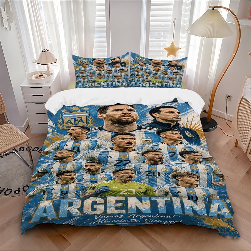 3Pcs Argentina Soccer Team Bedding Sets For All Sizes New 3D Printed Bed Cover Comforter Duvet Cover Pillowcase Bedroom Decoration