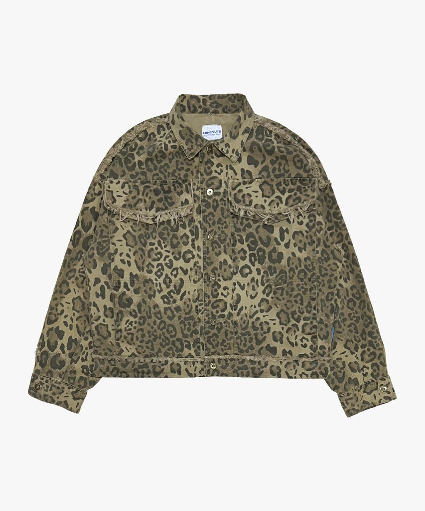 Ninenuts Leopard Grunge Trucker Jacket_Beige