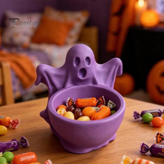 Functional Autumn Home Decor 3D Printed Ghost Candy Bowl for Halloween Party Decorations, Multi-functional Desktop Storage Organizer Trinkets