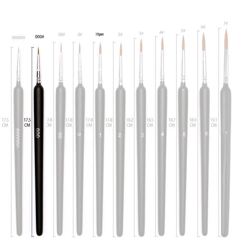 Set Pennelli Liner Triangolari Pelo di Lupo - Set da 11 Pezzi Pennelli Ultra-fini in Nylon per Acquerello e Contornatura