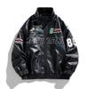 Heren Leren Jas Pu Letter Borduurwerk Motorjas Retro Hip Hop Windjack Bikerjas Street Fashion Zwart Wit Groen