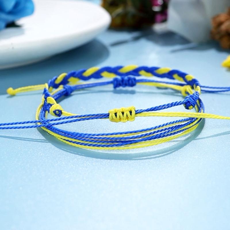 Multilayer Braided Ukrainian Flag Bracelet Adjustable Daisy Bracelet Handmade Boho Braided String Bracelet Universal