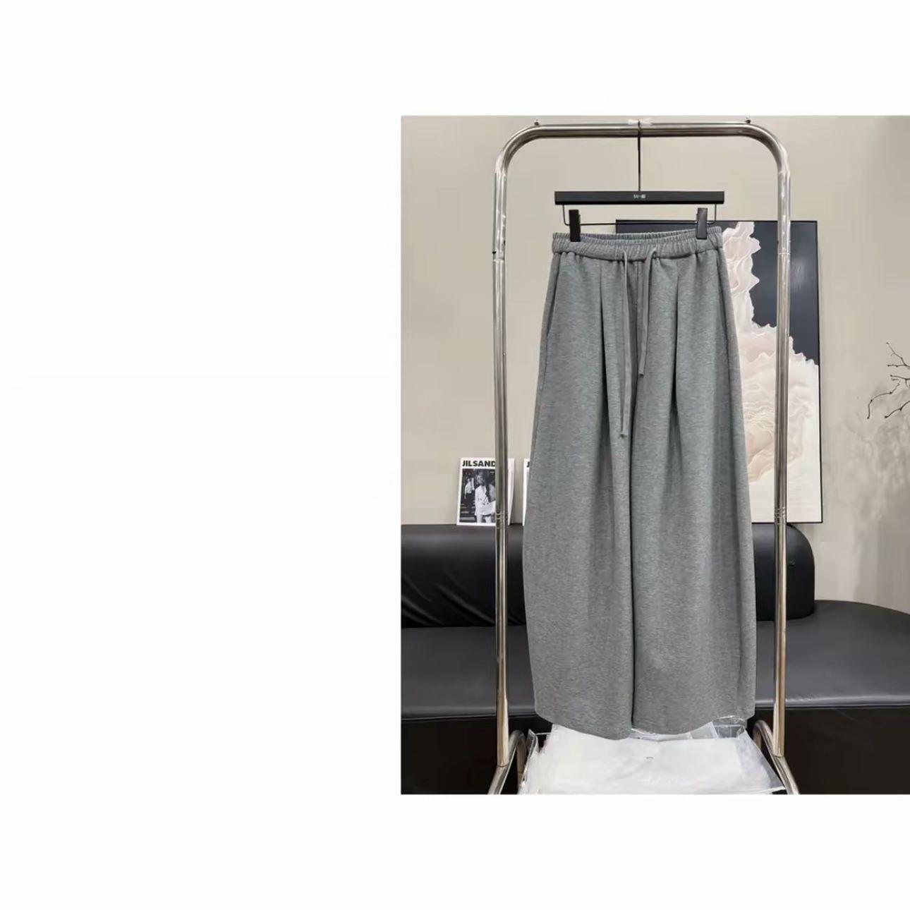 

New Spring Gray Elastic High Waist Drawstring Sweatpants for Women - Loose Fit, Versatile, Slimming Wide Leg Design M (100-120 jin) светло-серый
