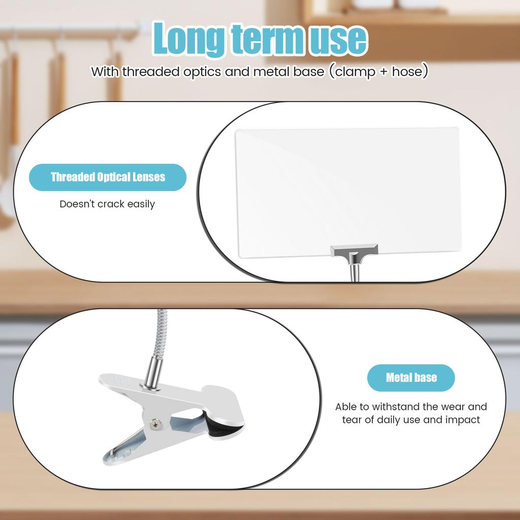 4X Magnifying Glass with Clip Large Page Magnifier 360 Degree Flexible Neck Magnifying Glass Full Book Page Reading Magnifier