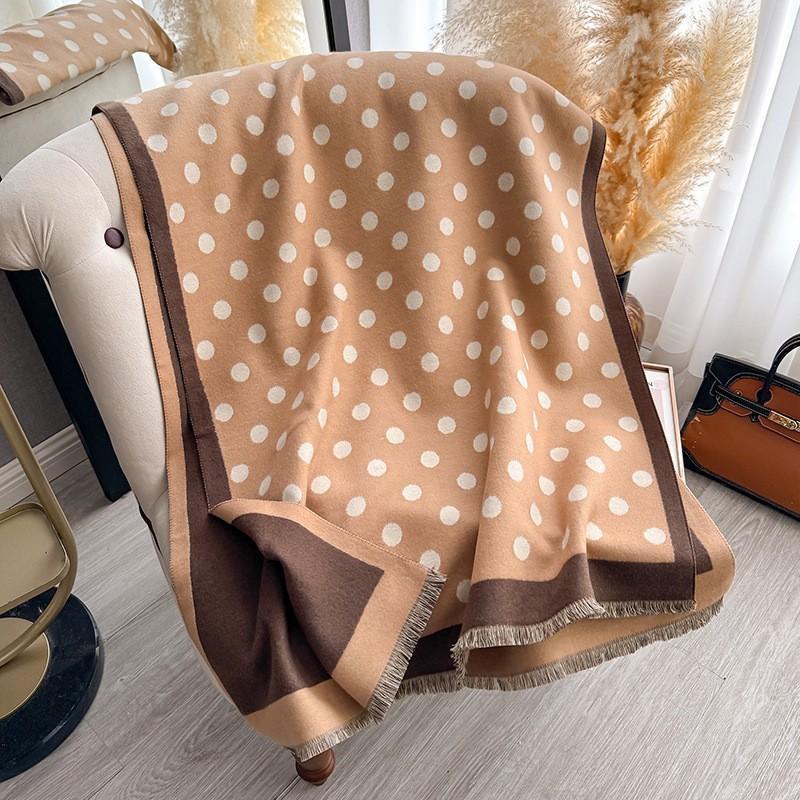 Autumn and Winter Polka Dot Temperament Imitation Cashmere Scarf Women's Double-sided Versatile Shawl Winter Warm Neck Scarf