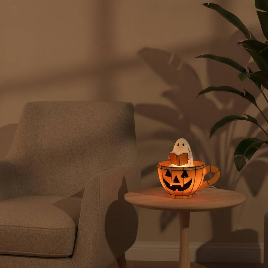 Decorative Lamp Spooky Tabletop Ornament with Light Compact for Bookshelf, Party
