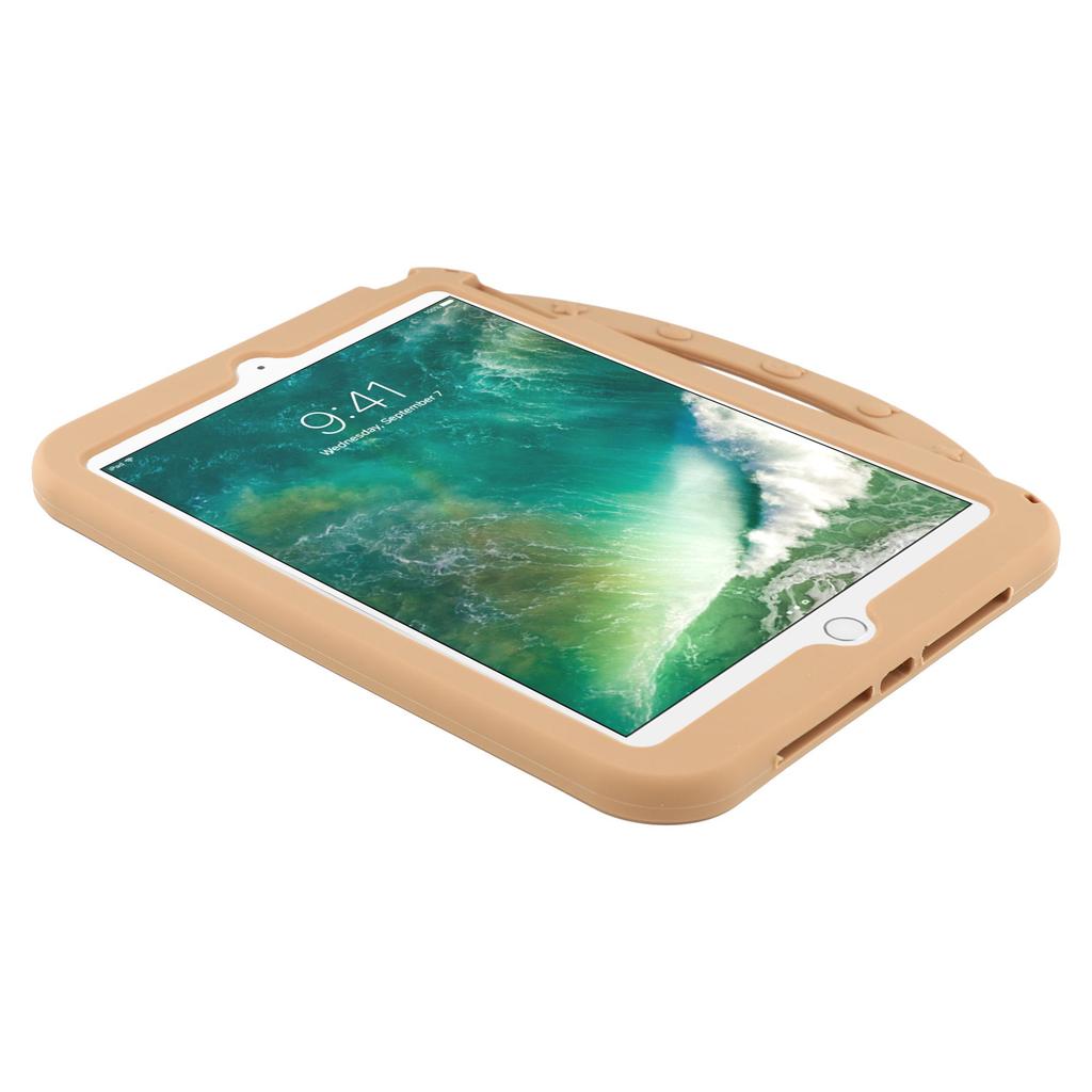 For iPad 9.7-inch (2018)/(2017) Silicone Case with Handle 360 Degree Rotating Kickstand Protective Cover Capybara Pattern