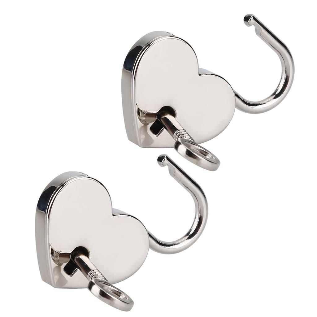 2 Sets Heart Shaped Padlock & Skeleton Key Metal Lock for Luggage Diary Book Jewelry Box