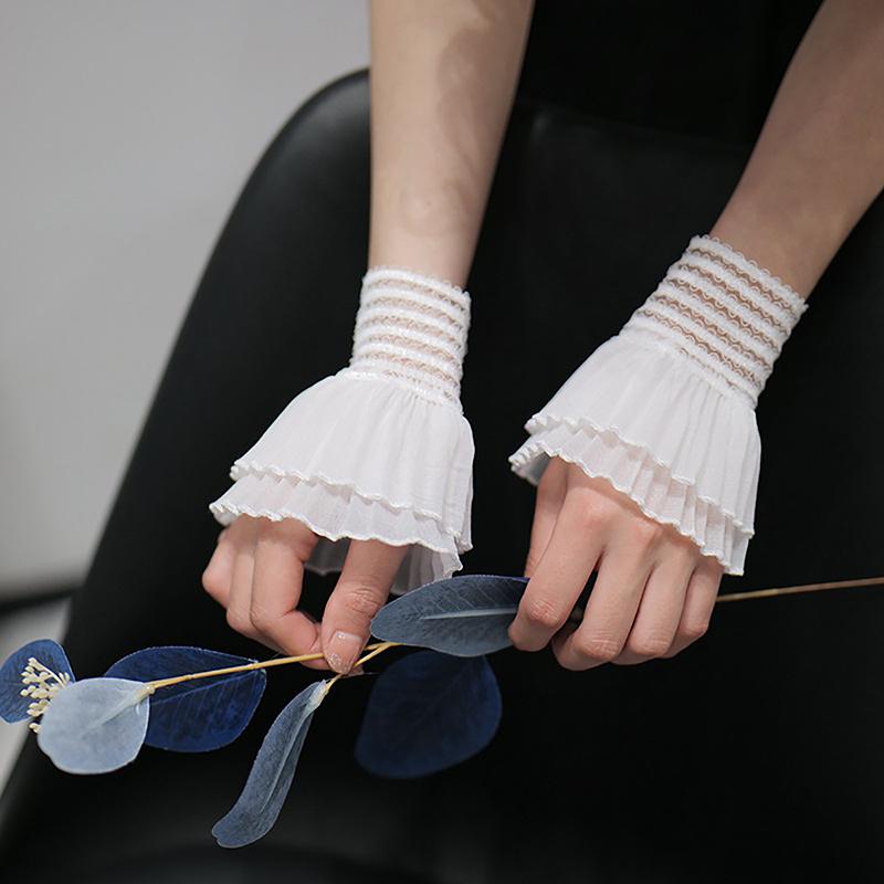 

1Pair New Nail Art Tulle Photo Glove Fake Pleated Cuff Manicure Photography Props Nail Tips Display Sleeve Fashion Accessories