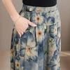 Plus Size Summer Women's Wide Leg Pants High Waist Loose Vintage Clothes Elastic Waist Casual Pants