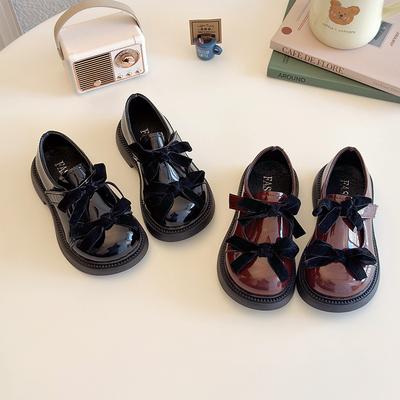 2025 Herbst Neue Britischer Stil Kinder Lederschuhe Mode Vielseitig Mädchen Schleife Prinzessin Schuhe Einfach Rutschfest Kind Freizeitschuh
