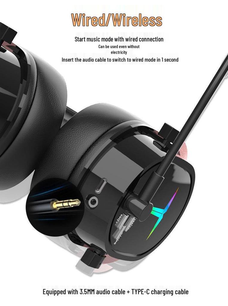Dual-Mode Wireless Gaming Headset with Mic: 2.4G & Bluetooth for PC and Mobile.