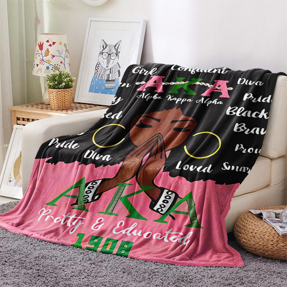 1Pc AKA Print Flannel Blanket, High quality Comfortable for All Seasons, Home Decor, Warmth and Comfort, Perfect for Christmas Gifts