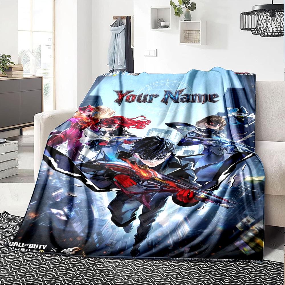 Name Custom Persona 5 Game Print Flannel Blanket High Quality Warm Comfortable Cover for All Seasons Perfect for Gifts Home Decor