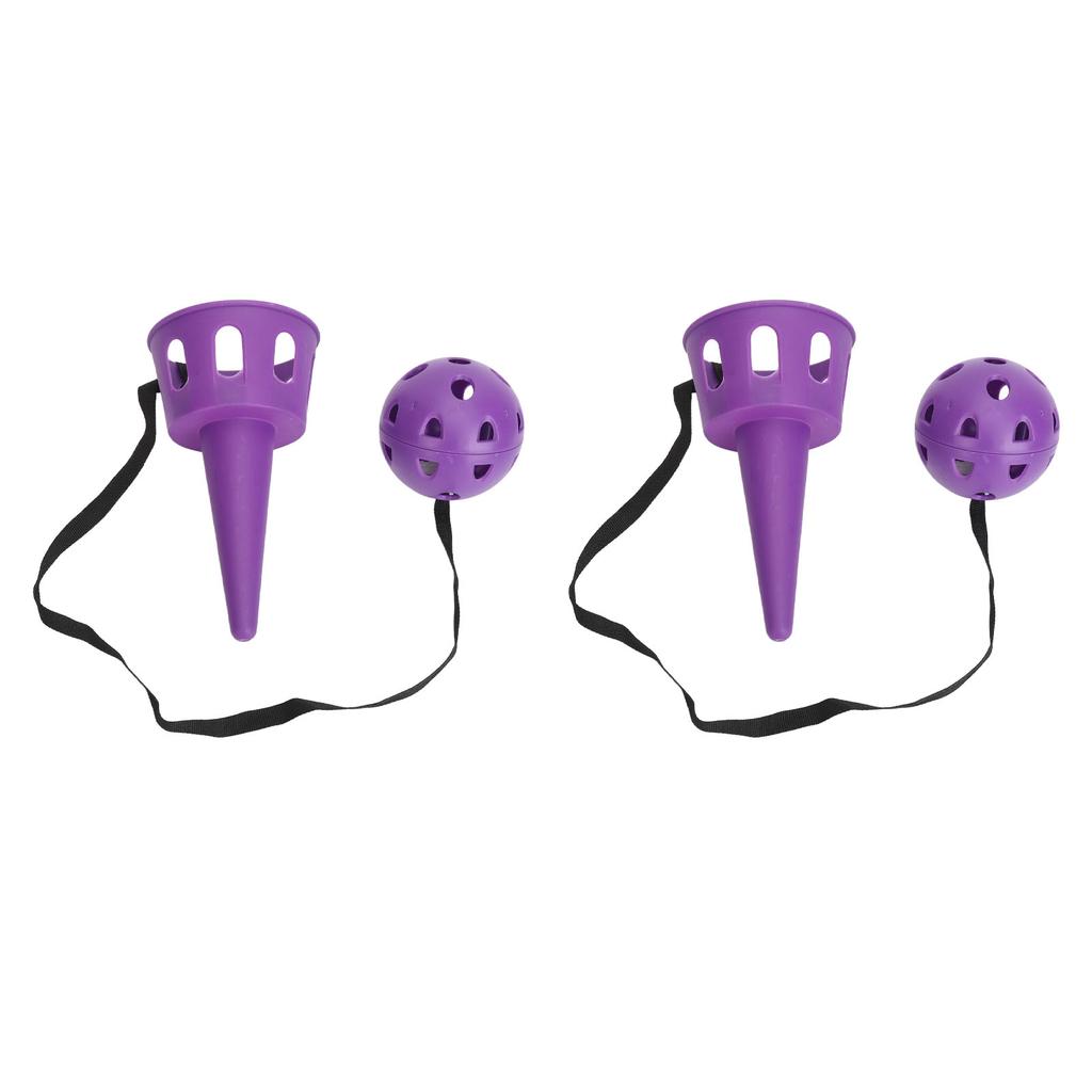 2 Set Catch A Ball Set Plastic Matte Surface Stable Grip Throw and Catch Ball for Reflexivity