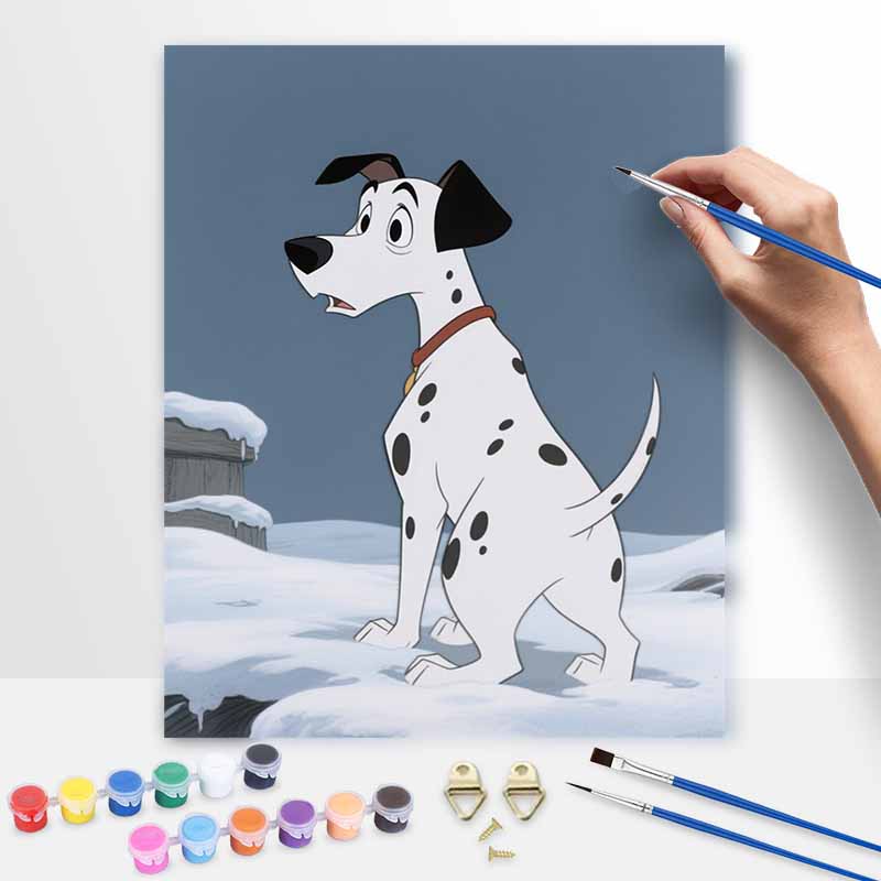 Disney 101 Dalmatians Pongo handmade diy oil painting digital painting kit home living room entrance decoration hanging painting 20x30cm