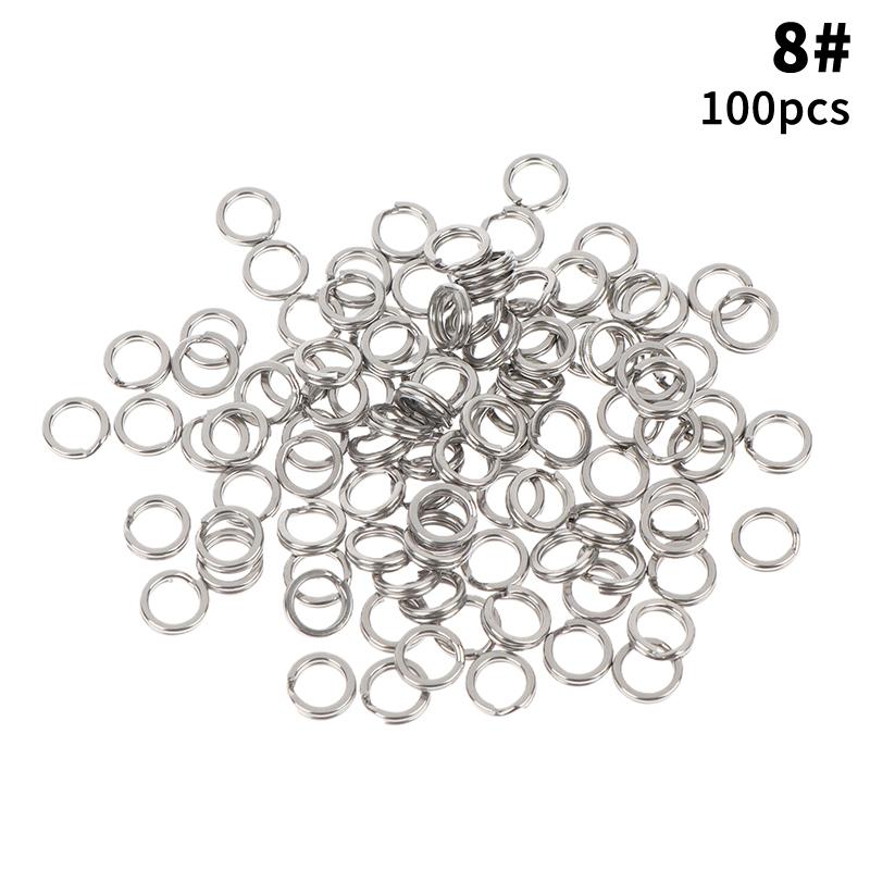 Fishing Split Rings 100Pcs Stainless Steel Lure Rings Saltwater Terminal Tackles Split Rings Fishing Connectors Snap Rings