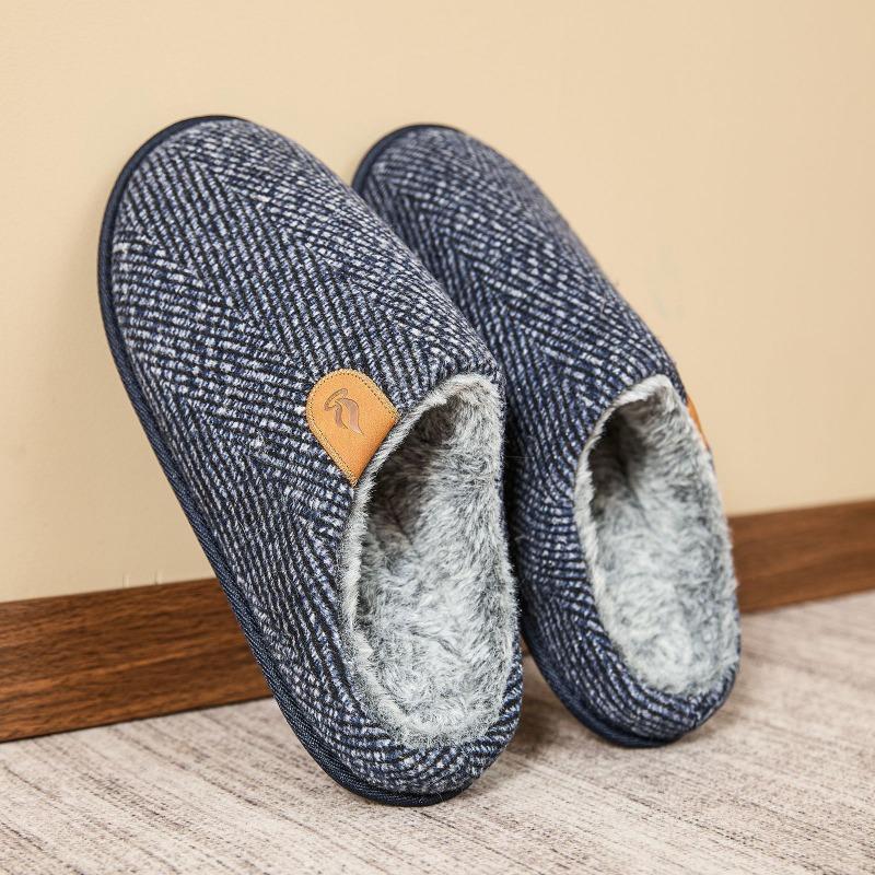 Hot-selling simple men's fleece cotton slippers winter warm and comfortable cotton shoes new wool slippers