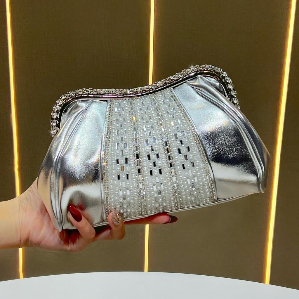 Bridal Sparkling Clutch Bag With Chain For Evening Events And Formal Parties
