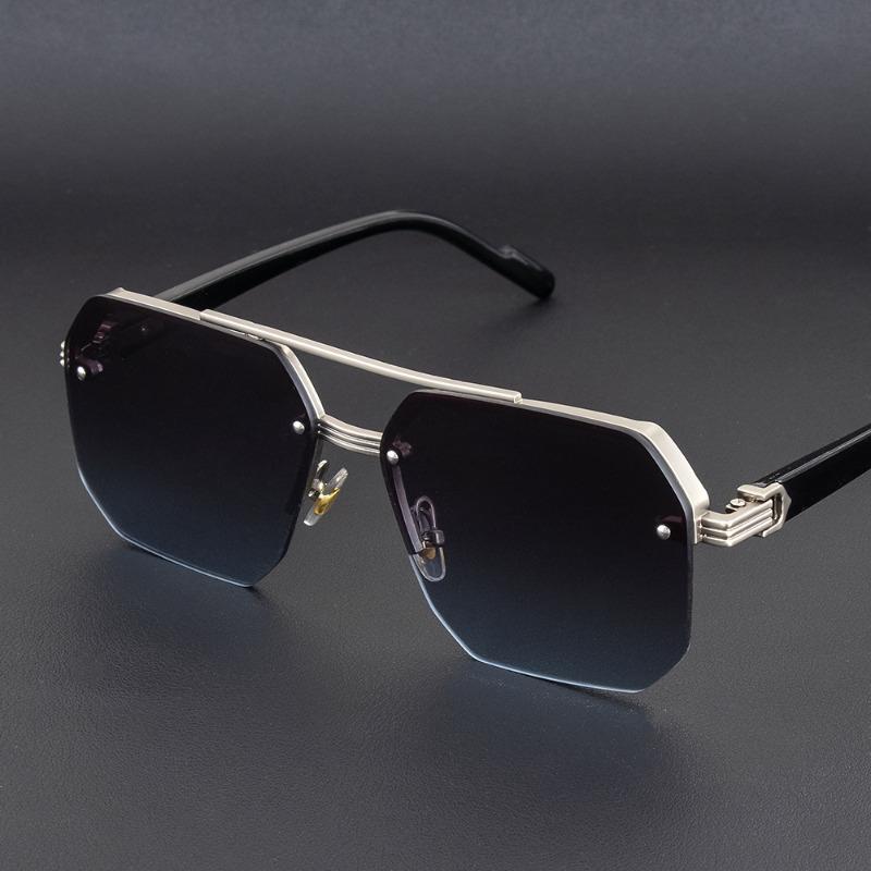 Oversize Retro Double Bridges Polygon Square Metal Men Sunglasses Fashion Gradient  Trending Women Sun Glasses