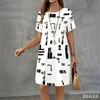 Geometric Stripe 3d Print Dress For Women Summer Sundress Loose Casual Short Sleeve O-Neck A-Line Dress Women Beach Mini Dresses