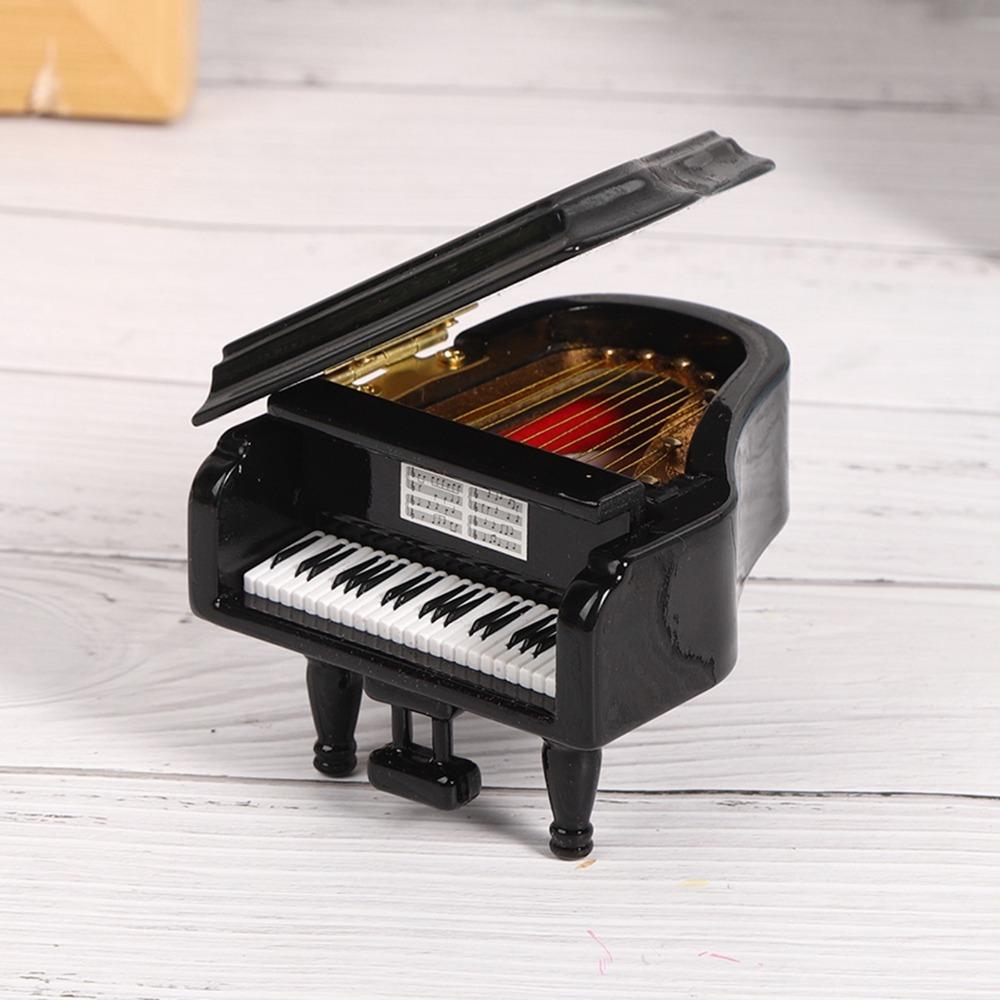 Basswood Miniature Piano With Pedal Piano Music Box Wooden Grand Piano Collectible Ornament