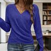 Women Sweater V-neck Long Sleeve Loose Fit Casual Spring Tops Solid Color Soft Stretchy Knitting Tops Work Party Vacation Daily Wear