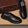 Autumn New Men's Shoes Genuine Leather Casual Men's Leather Shoes Fashionable Business Casual British Round Toe Black Leather Shoes
