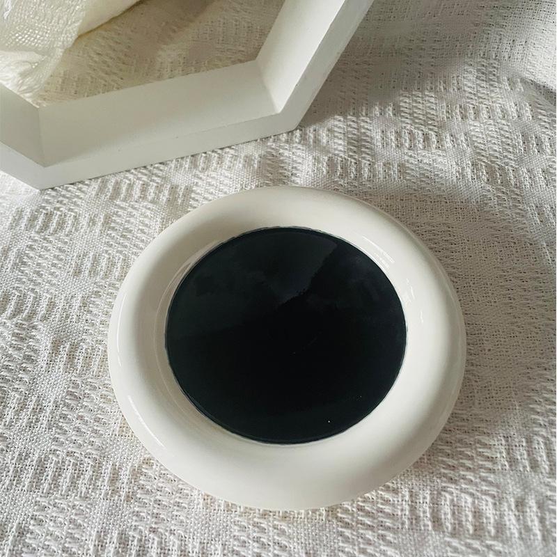 1 PEZZO 8 pollici 6 pollici, piatto in ceramica dipinto a mano, piatto da dessert per uso domestico, piatto per torta, semplice piatto Dudu rosso e nero.