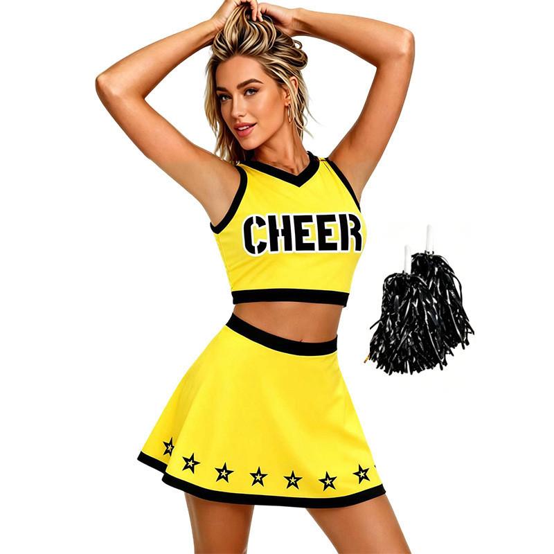 Cheerleader Uniform With Polyester Fabric For Cosplay And Performance Use