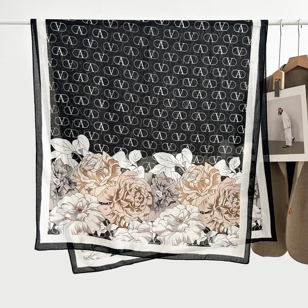 Thin Scarf Versatile Women's Scarf Shawl Imitation Cotton and Linen High-end French Silk Scarf Long Scarf Cross-border Special Supply