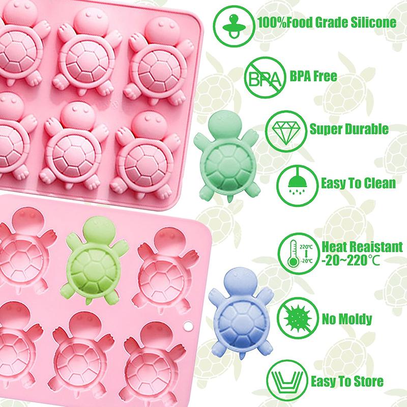 Turtle Silicone Mold Cartoon Tortoise Chocolate Candy Pudding Soap Ice Cube Tray Cake Decoration Cupcake Topper Resin Kitchen