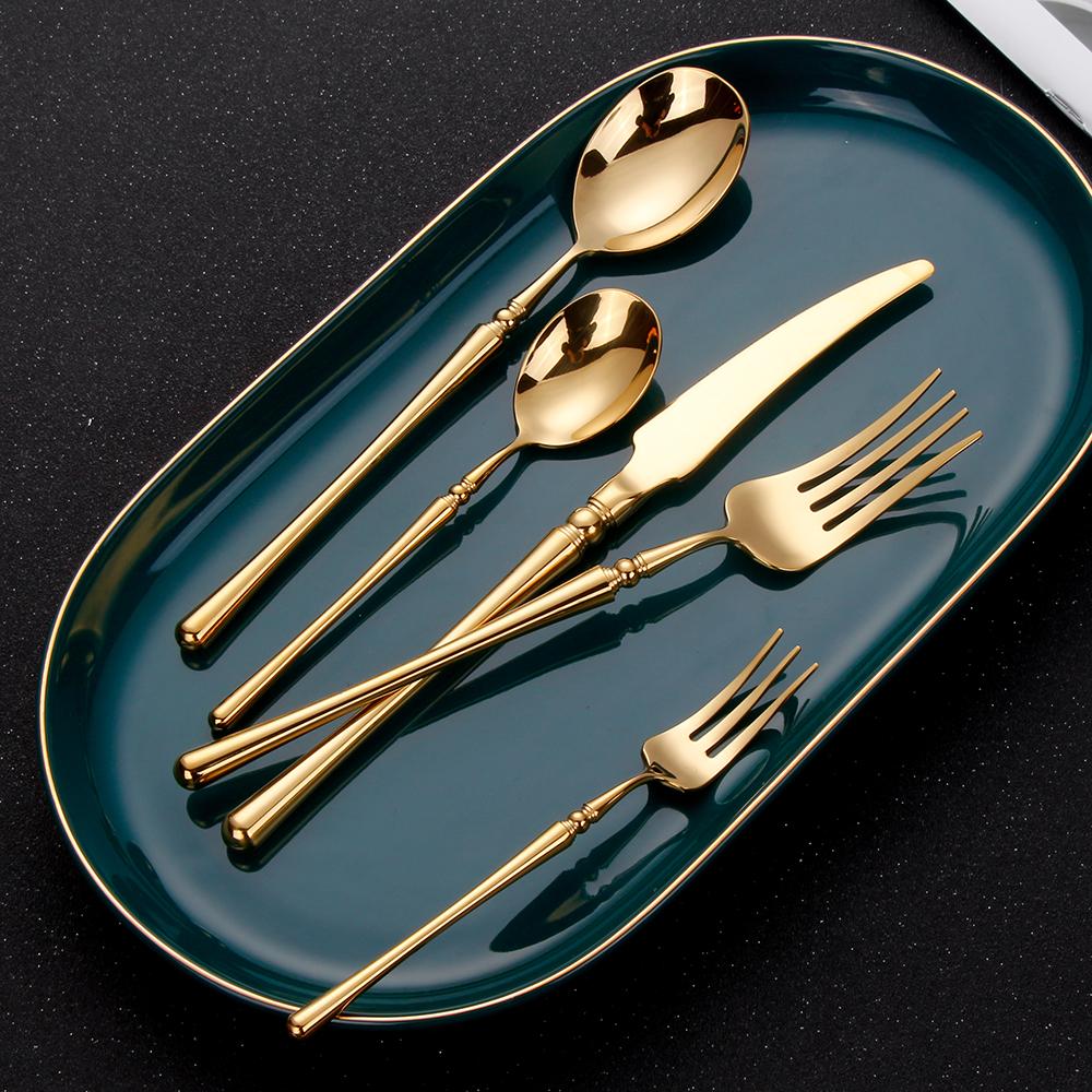8/10/12/15/16/20/25 Pieces Gold Cutlery Set Stainless Steel Tableware Knife Fork Spoon Sliver Set Dinnerware Kitchen Accessories