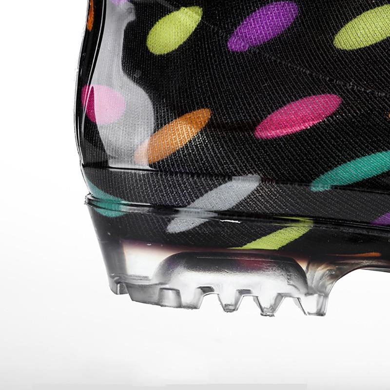 High Tube Rain Shoes Waterproof Shoes Long Tube Velvet Cotton Rain Boots Rubber Shoes Overshoes Water Boots Female Adult Fashion Non-slip Warm Summer