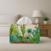 2D Flat 1pc Whimsical Botanical Art Design Tissue Box - Cactus Green Desert Pattern Tissue Box Holder, Multi-Functional Tissue Holder for Home, Car, A