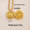 Ancient Gold Sand Eight-Treasure Compass Blessing Necklace - Chinese Retro Copper Alloy Jewelry
