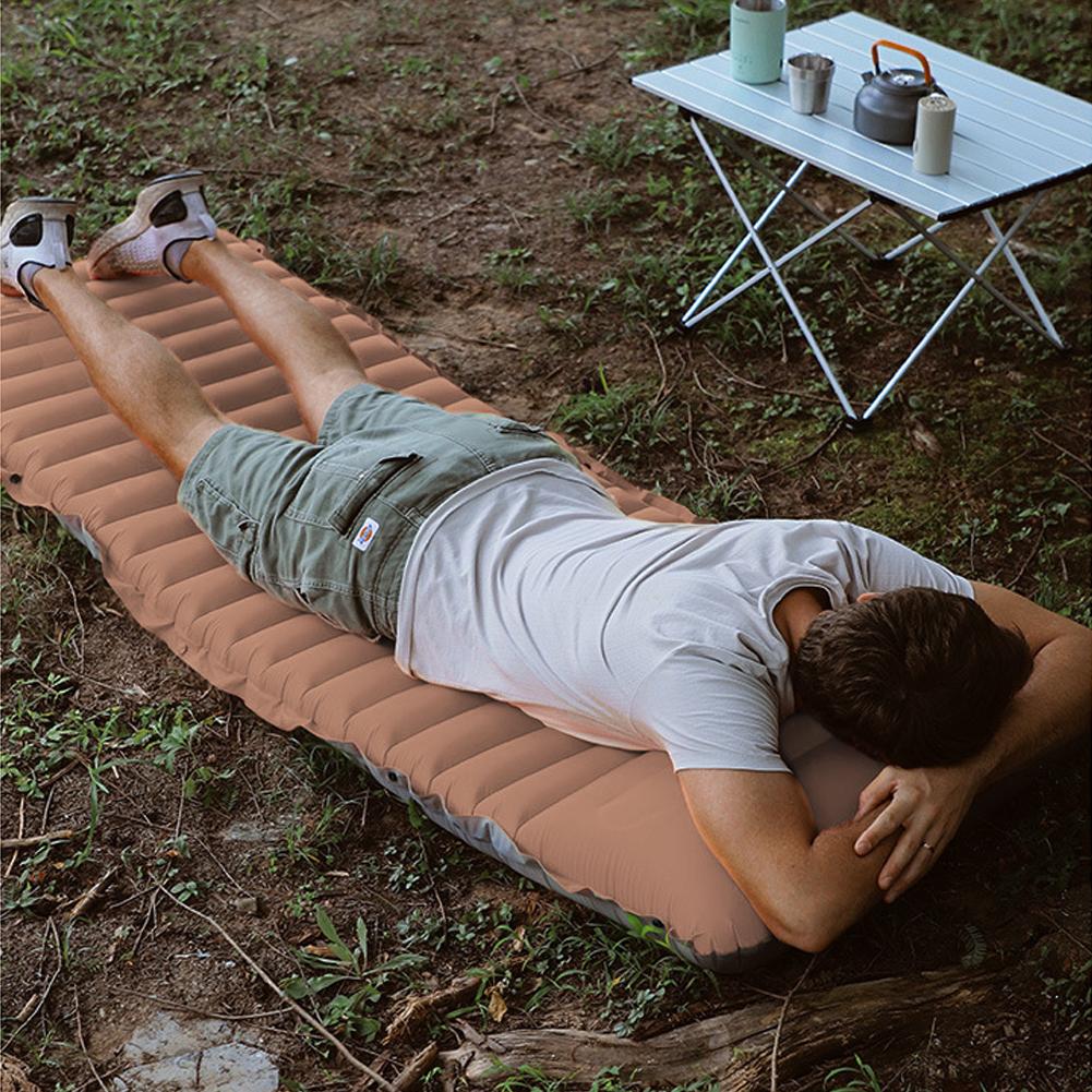 10cm Ultralight Camping Mat with Foot Pump & Pillow Camping Air Mattress Waterproof Lightweight Air Cushion for Hiking Trekking