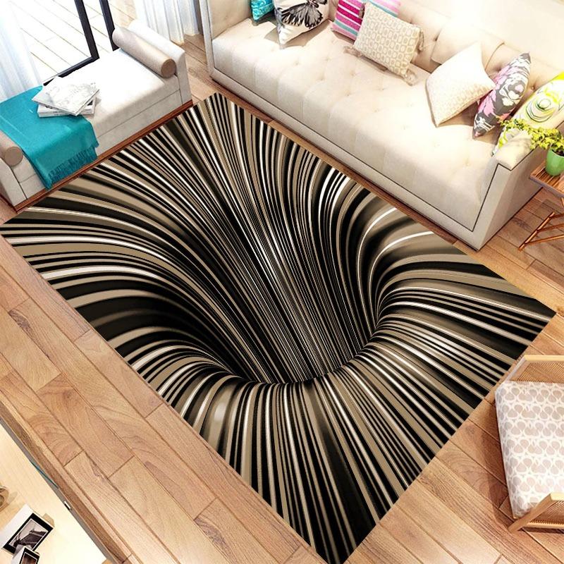 3D Wirbel Illusion Teppich Wohnzimmerteppich Fächerteppich für Jugendliche Kinderzimmer Matten für Jungen Rutschfester Teppich Persönlichkeit Schön