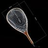 MUQZI Sports Accessory Wooden Handle Rubber/Nylon Mesh Fly Fishing Landing Net Catch Release Scoop