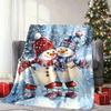1pc Cozy Christmas Snowman Skiing Blanket - Soft Flannel Throw with Festive Winter Scene, Warm Holiday Gift for Family & Friends