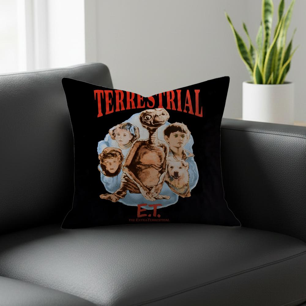 Movie ET the ExtraTerrestrial Cushion Cover Natural Linen Pillowcase Set AllinOne Decor for Sofa Bedroom Chair