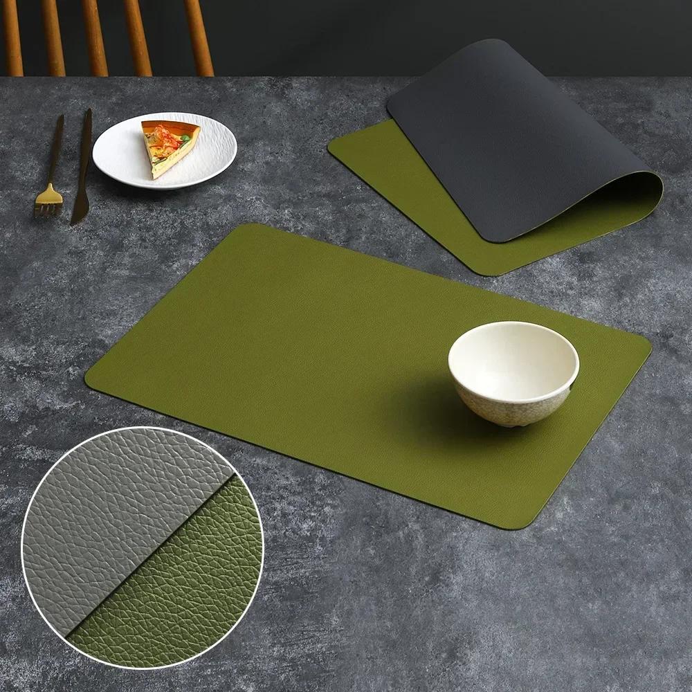 Thermal Insulation Mat PVC Double-sided Leather Dining Table Mat Desktop Decoration Home Dining Plate Mat Anti Slip Bowl Mat